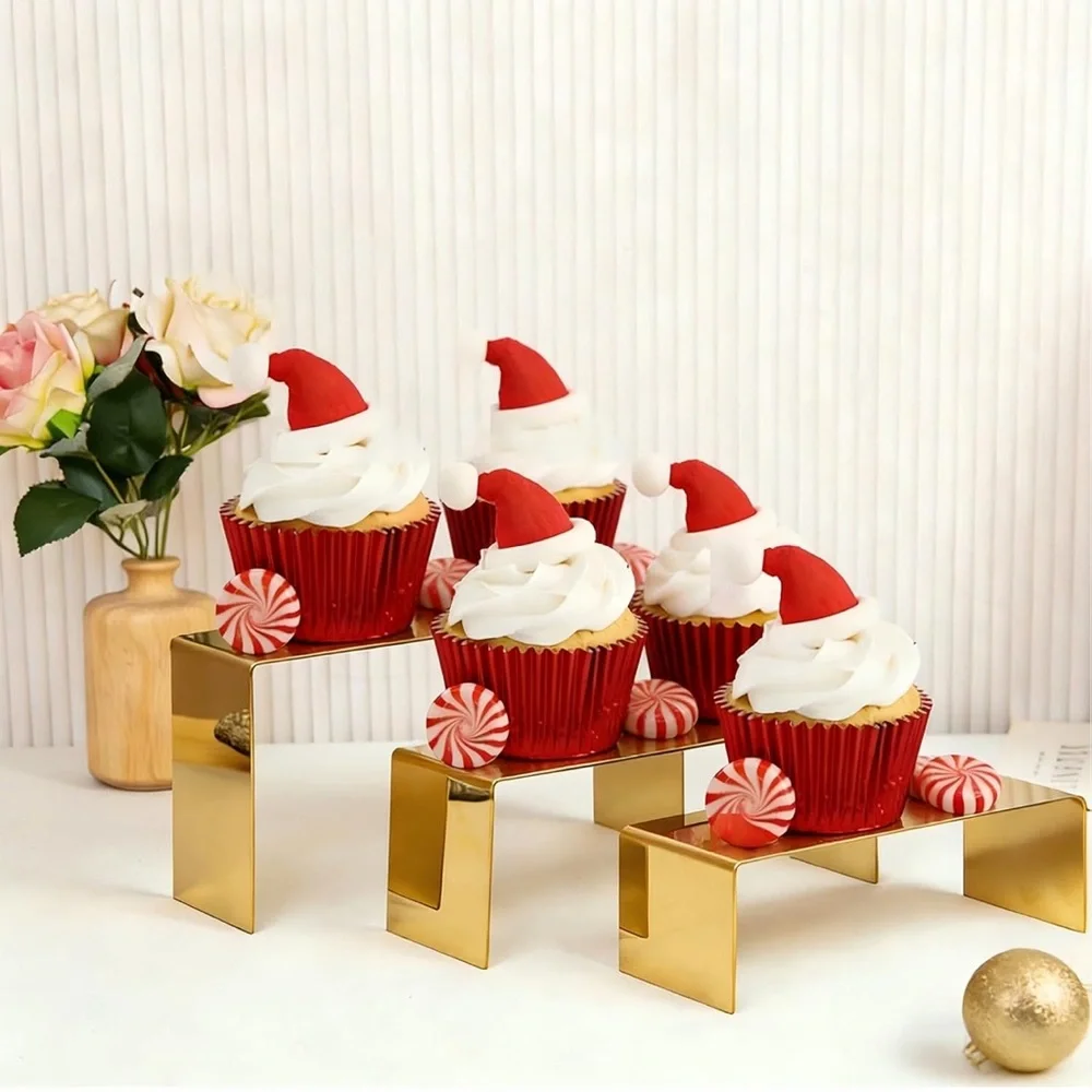 Purse Display Stand, 3pcs Gold Risers Display Stands Stainless Steel